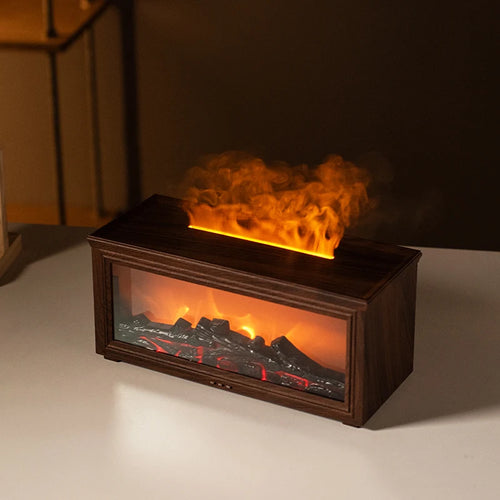 Mini Dark Wood Humidifier Fireplace