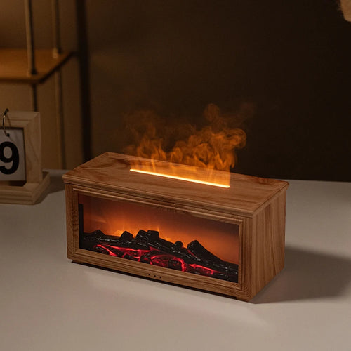 Mini Wooden Humidifier Fireplace